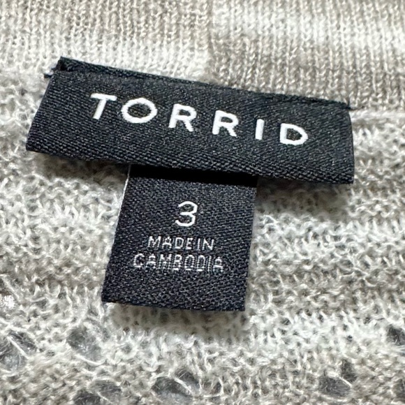 Torrid Pointelle Cardigan V-Neck Short Sleeve Oatmeal Button Sweater Cardigan 3X - Picture 14 of 15